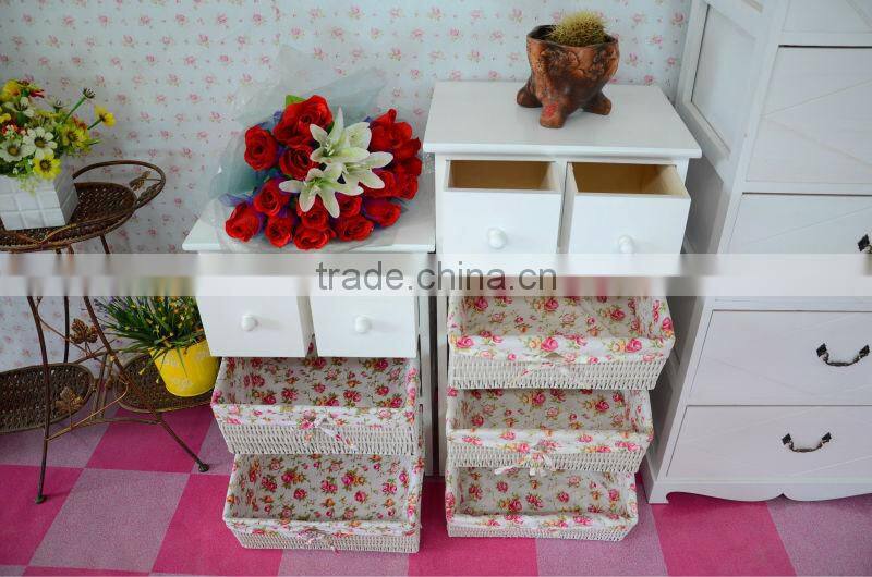 Wholesale wooden storage cabinet with basket drawers