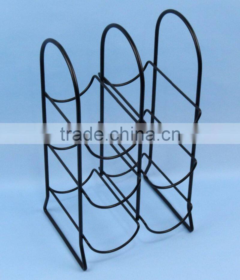 Modern Grapevine Design Black Freestanding Metal 6 Bottle Wine Storage Shelf Rack