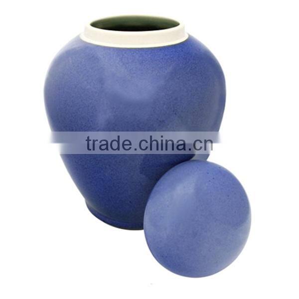 2015 Nice new model pure blue ceramic urn high quality low price