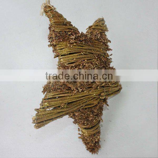 Rattan star with glitter for chirstmas