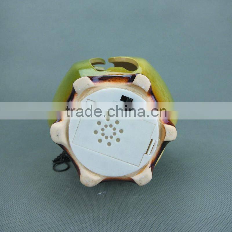 Antique tealight LED light candle holder garden lantern green ceramic hanging lamp