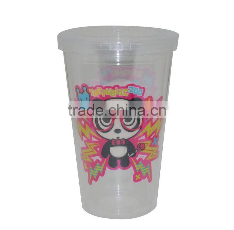 16oz plastic coffee tumbler with straw