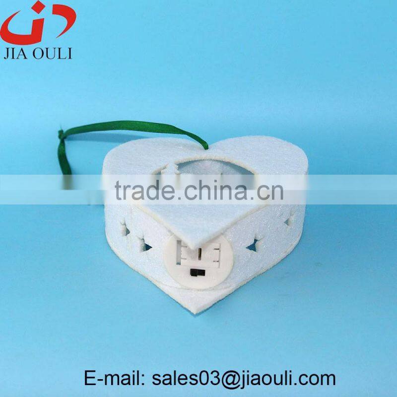 Hot sales Christmas decorations with LED light non-woven hanging heart