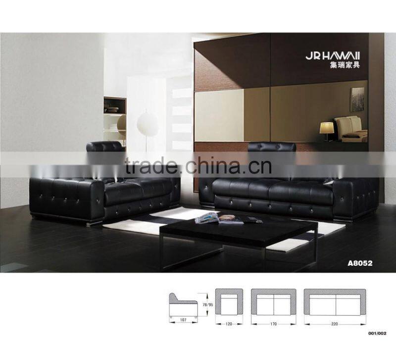 JR8052 contemporary black italian leather sofa set with adjustable headrest cheap leather sofa supplier guangzhou foshan