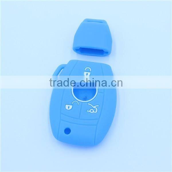 New arrival 3 button Silicone car key shells for mercedes-ben key with chains