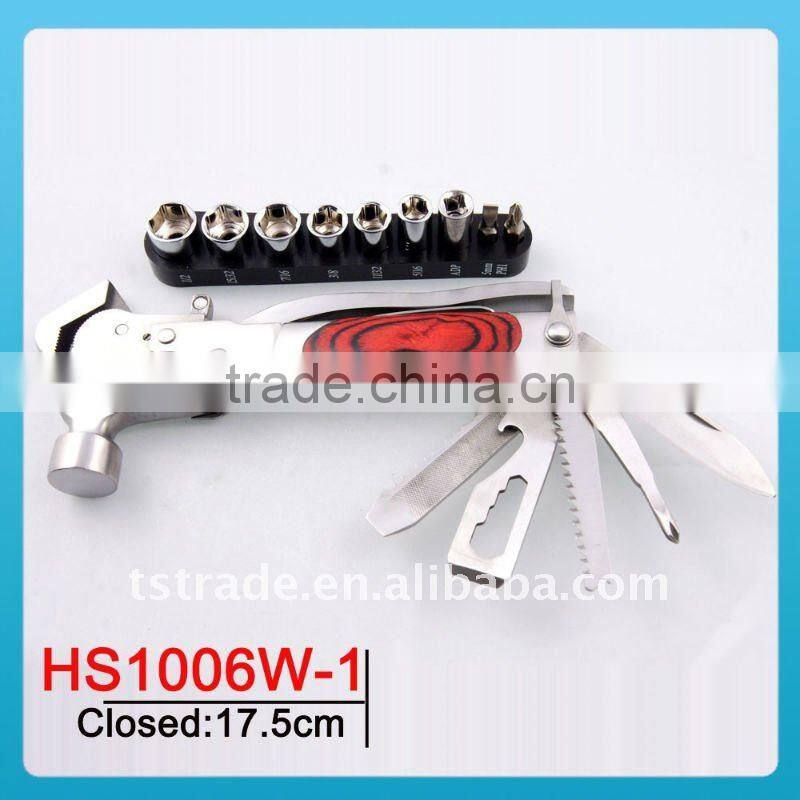 2014 new hardware multi tool wrench multi wrench stainless steel axe multi purpose hammer pocket rubber car tool K8931