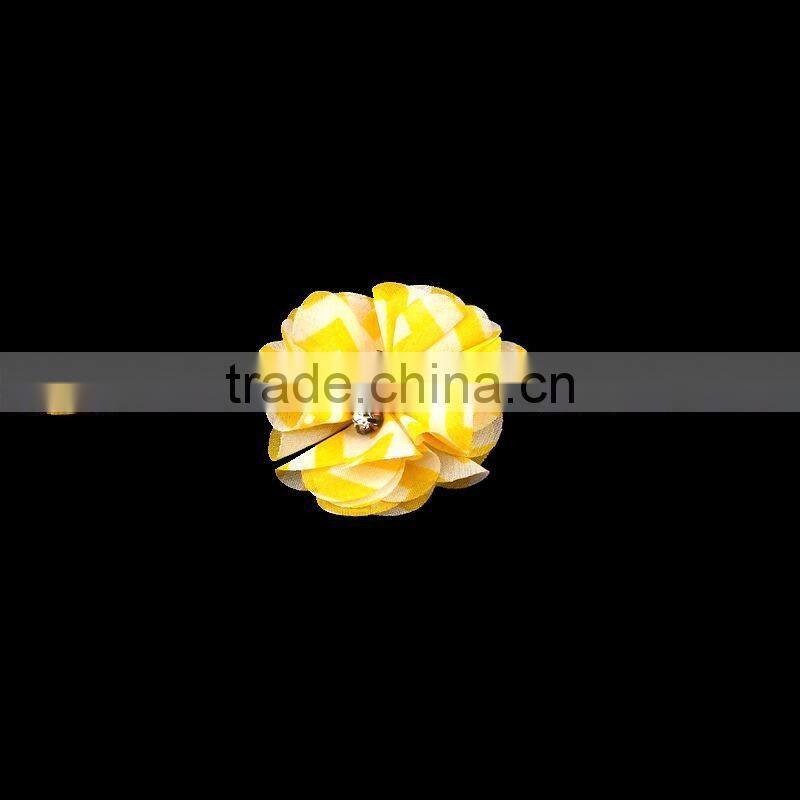 fabric chiffon flower headband with pearl beads center for kids hair accessories