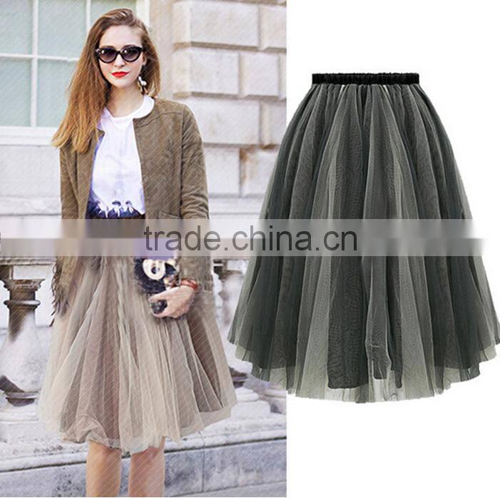 European style elegant organza long skirts for women