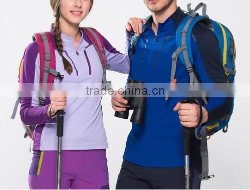 2016 New Long Sleeve Zipper Collar Jerseyes Climbing Hiking Running Camping T-shirt