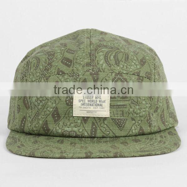 Fashion 5 panel caps flat brim custom pattern high quality 5 panel caps