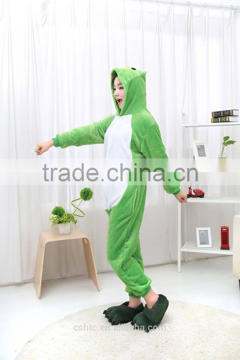 flannel cartoon adult animal jumpsuit animal pajamas jumpsuit frog design
