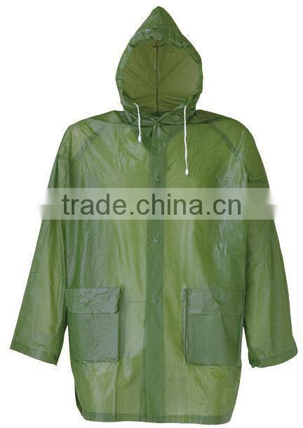 ADULT EMBOSSED/PLAIN PVC WATERPROOF JACKET LIGHT WEIGHT RAIN JACKET