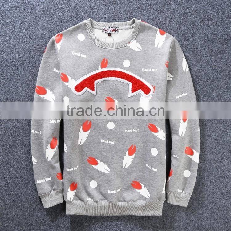 2016 all over printing long sleeve o-neck collar ment shirt