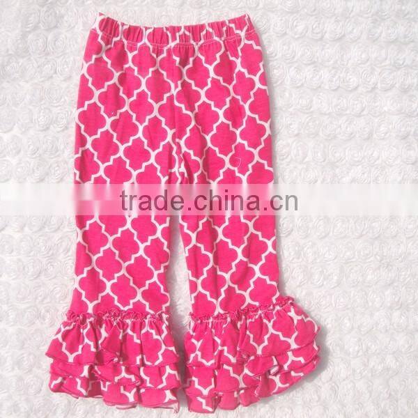 Solid Color Girls Icing Cotton Pants Icing Three Ruffle Leggings For Girls Wholesale Baby Kids Icing Ruffle Long Pants