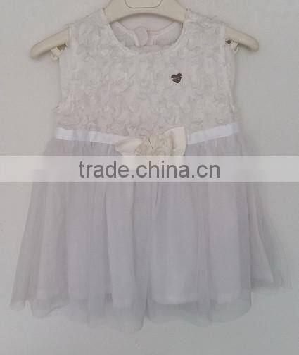 sunny baby girl white flowers embroidered dress for summer