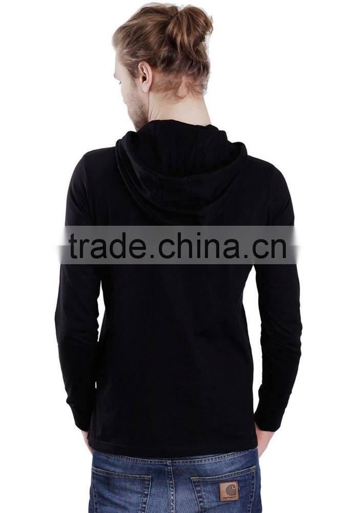 Fashion slim pullover black plain hoodie with ear dri fit hoodies