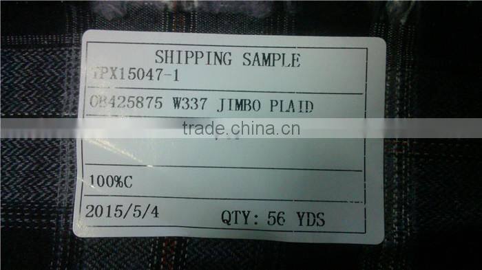 cotton woven yarn dyed plaid flannel fabric