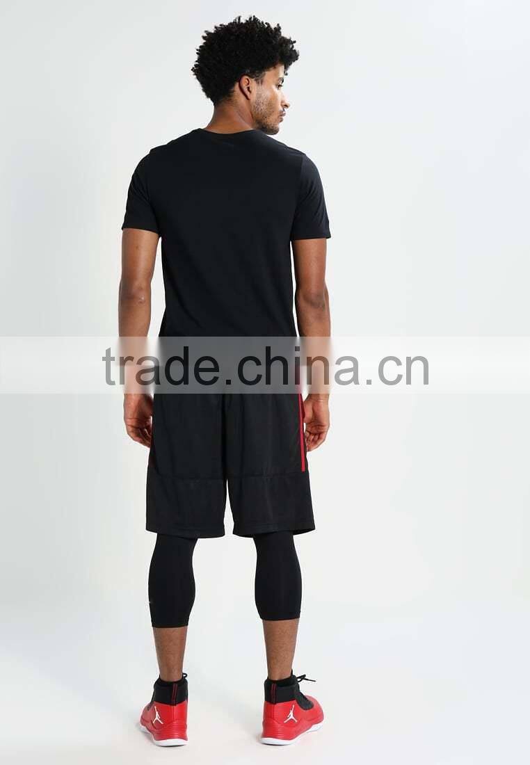 Black Breathable Quick Dry Sport Shirt 58% Cotton 42% Polyester Fabric Material Tee Black Custom Color Plain Styling Basketball