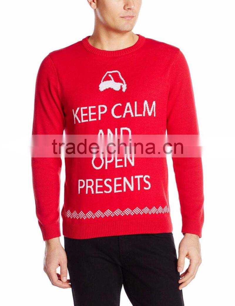 Men Red Sweater Words Pattern Christmas Souvenirs