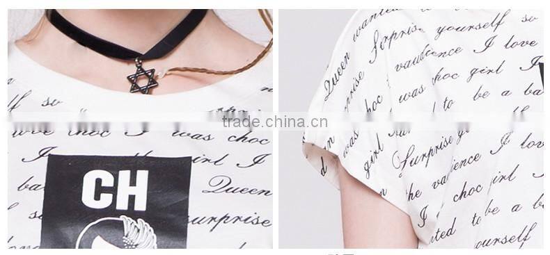 Fashionable short sleeve women all over body digital t-shirt printing with unregular bottom