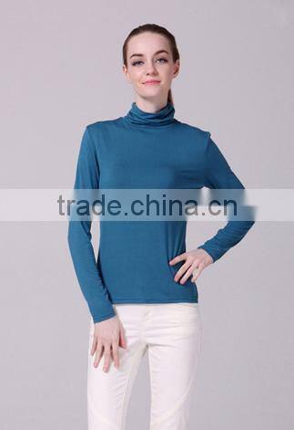 New style fashion long sleeve turtleneck ladies t-shirt wholesale