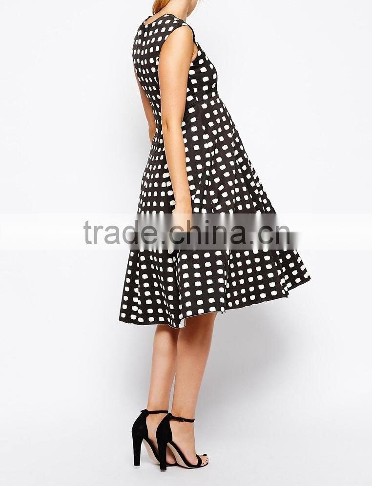 Summer Fashion Maternity Midi Skater Dress in Brushed Spot designer clothing manufacturers in China