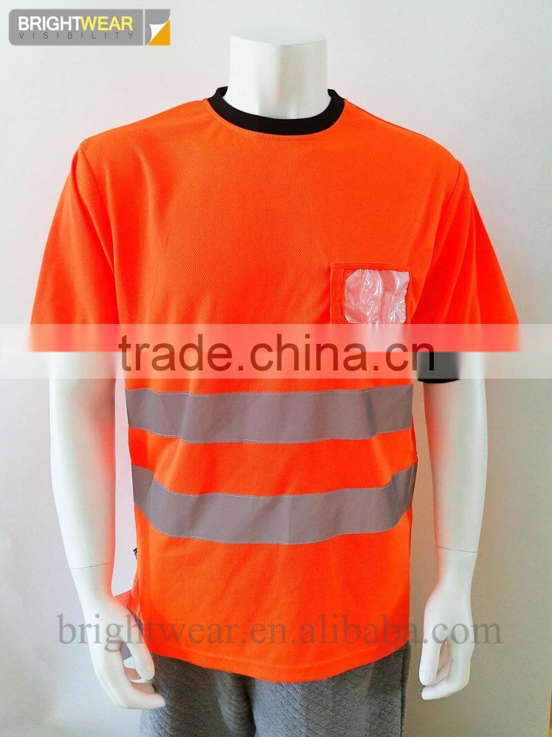 100% polyester pique fabric hi vis short sleeve custom safety T-shirt