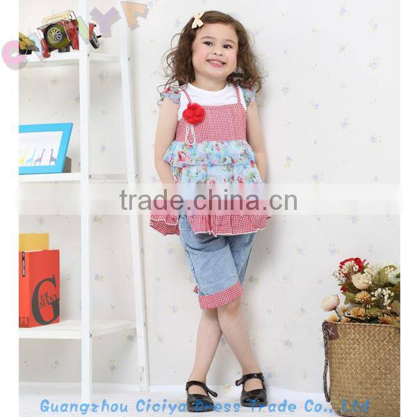 New design for 2014 summer 3pcs fashion girl dress set