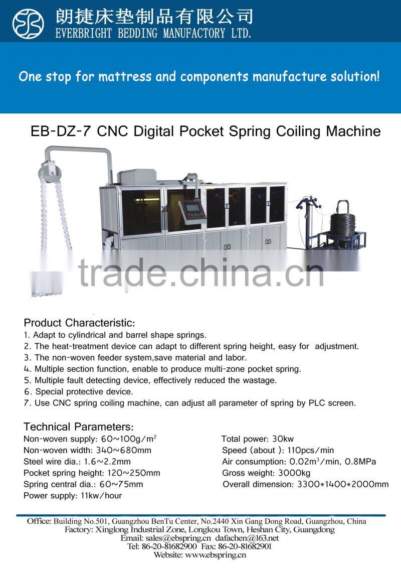 CNC Digital Full Automatic Mattress Spring Making Machine / pocket spring making machine
