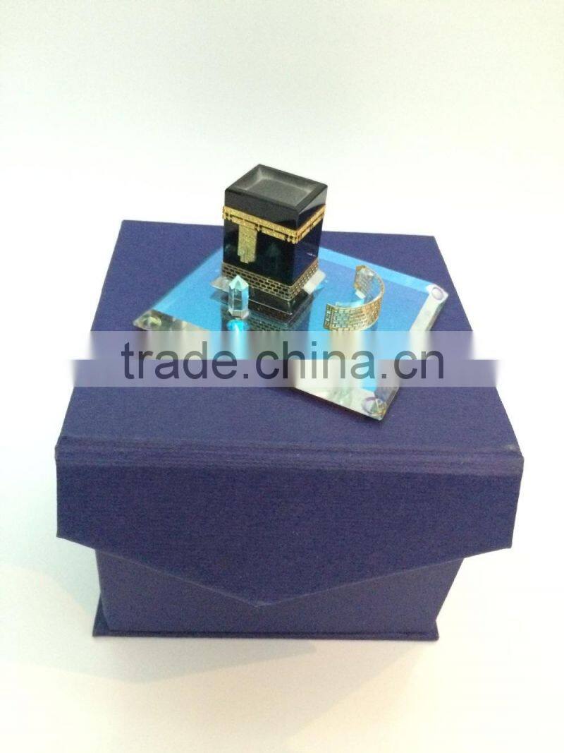 Saudi Building Black Optic Crystal Kaaba With 24K Gold Plated Metal For Muslim Souvenirs