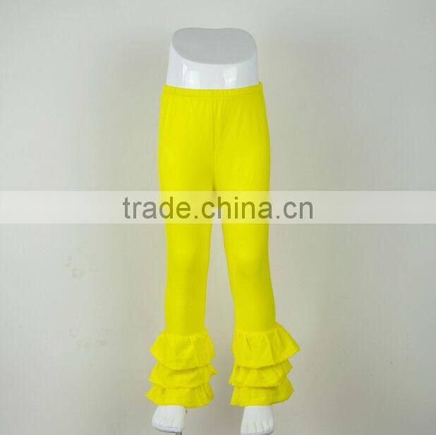 Wholesale Summer pants fashion style girls leggings Triple ruffle cotton pants baby ruffle pants for kids