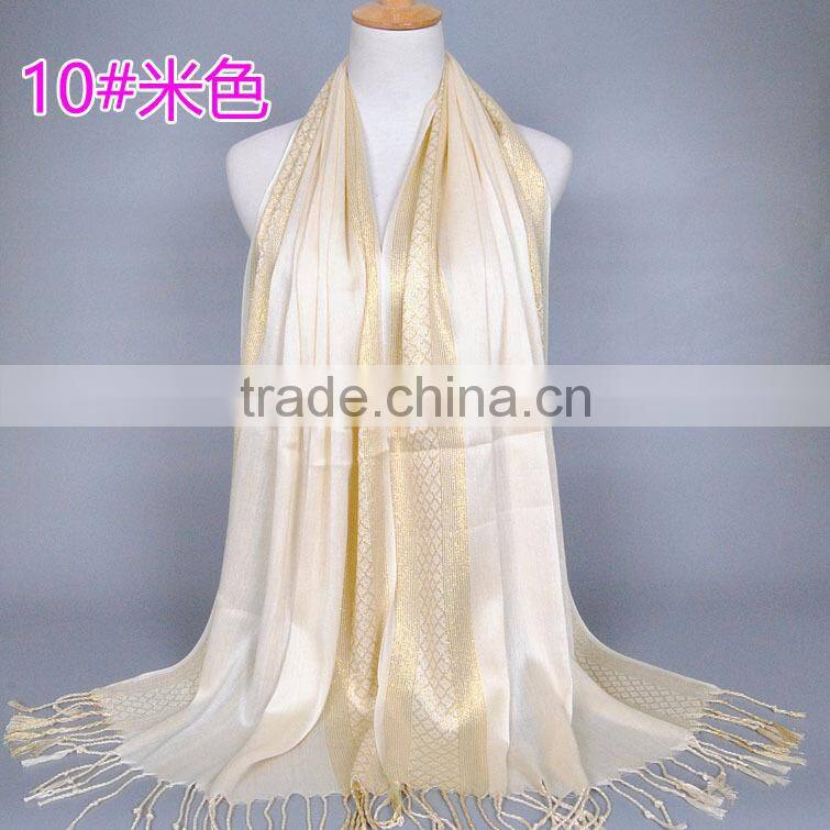 shiny long tassel muslim scarf/16 color muslim tassel scarf/islamic hot sell women hijab
