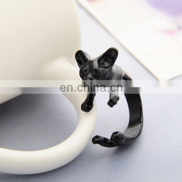 Fashion Design Gold Plated Dog Open Ring Animal Style Cuff Ring