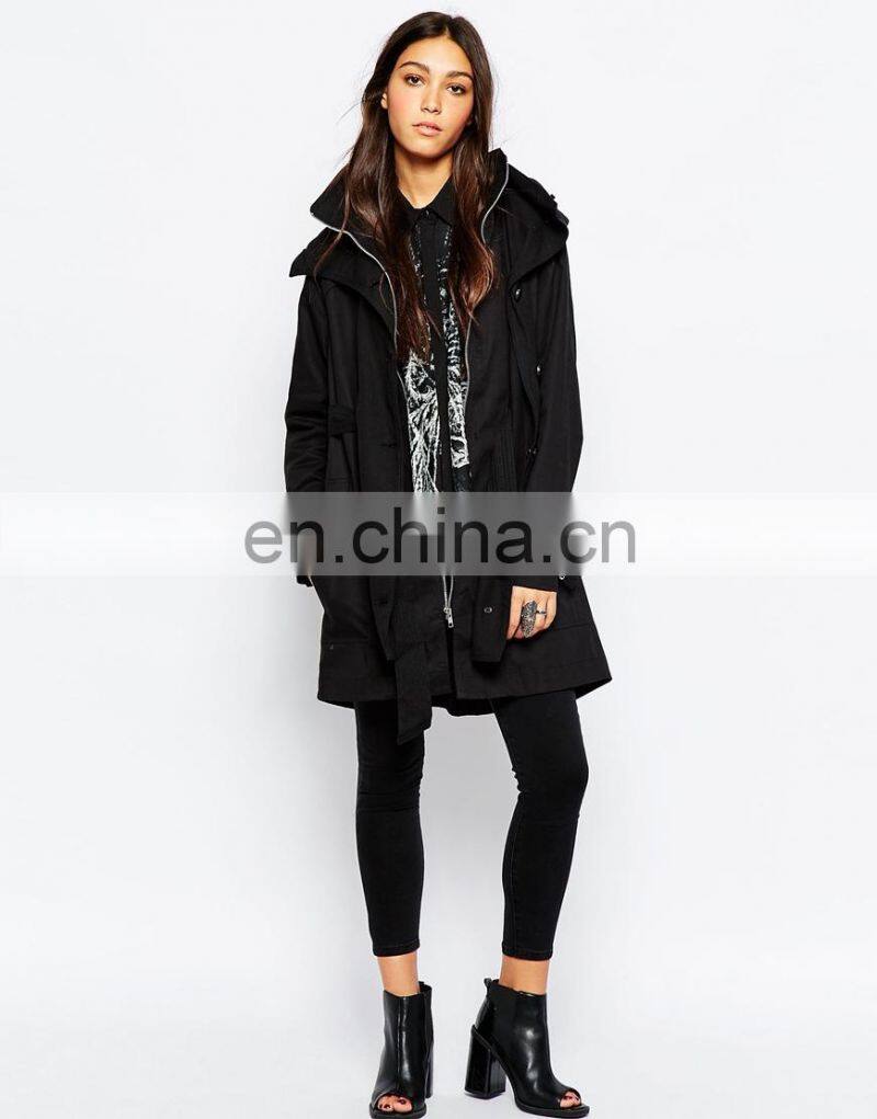 Wide collar Trench Coat with D-ring waist belt and cuffs