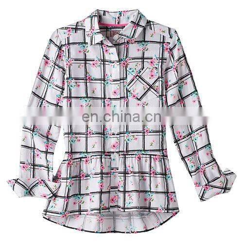 Long Sleeve Kid Shirt, Girls 7- 16 & Plus Size Perfectly Soft Button-Front Peplum Plaid Shirt