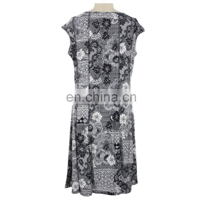 Black/White Floral Drawing Senior Women Dress Wear Guangzhou OEM