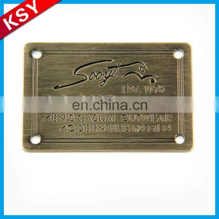 2017 new type custom wholesale cheap metal leather garment labels for handbags