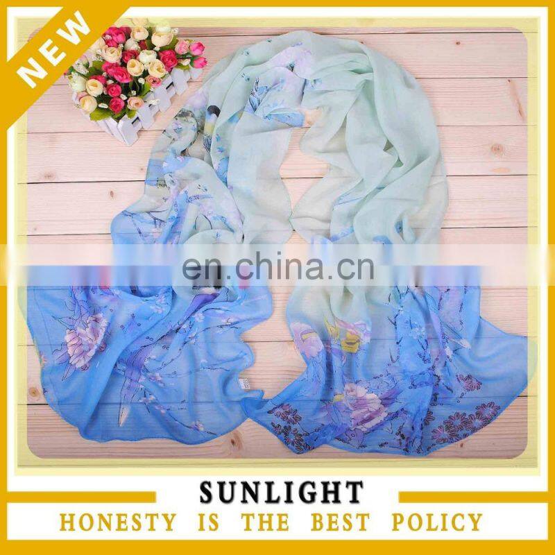 digital printing custom design big squsre silk chiffon scarf