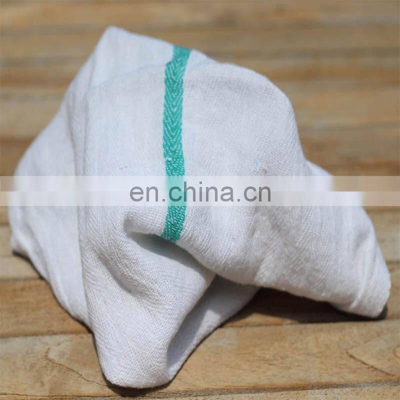 Wholesale plain white with colorful stripe linen cotton kitchen tea towel
