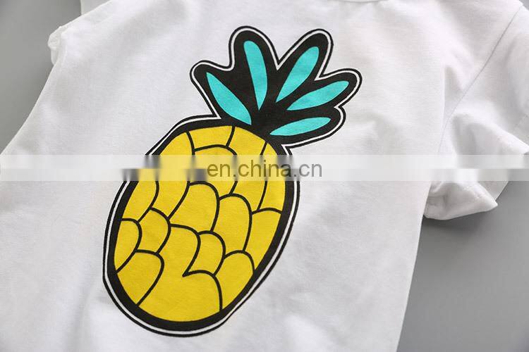 Cute eyes printing top casual short children wear clothing set