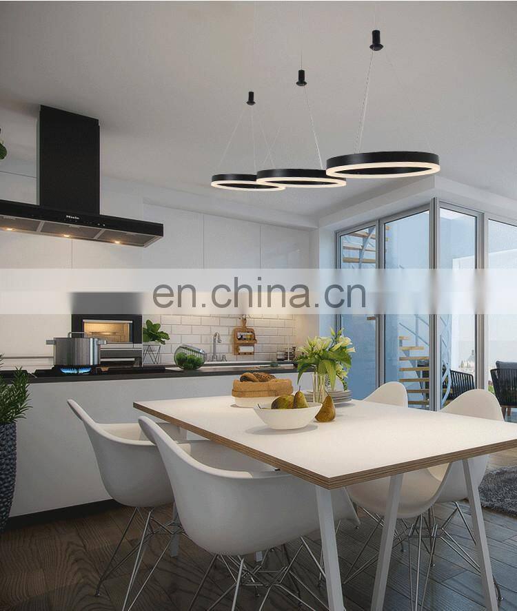 Restaurant chandelier three head simple modern restaurant lamp creative art LED strip dining room lamp black table lamp