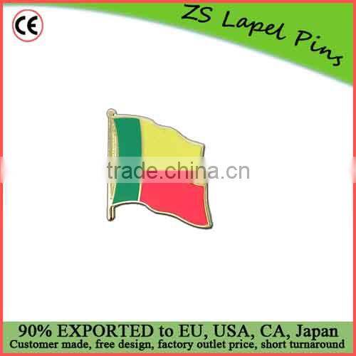 Custom design high quality cloisonne hard enamel filled Ethiopia Flag Lapel Pin