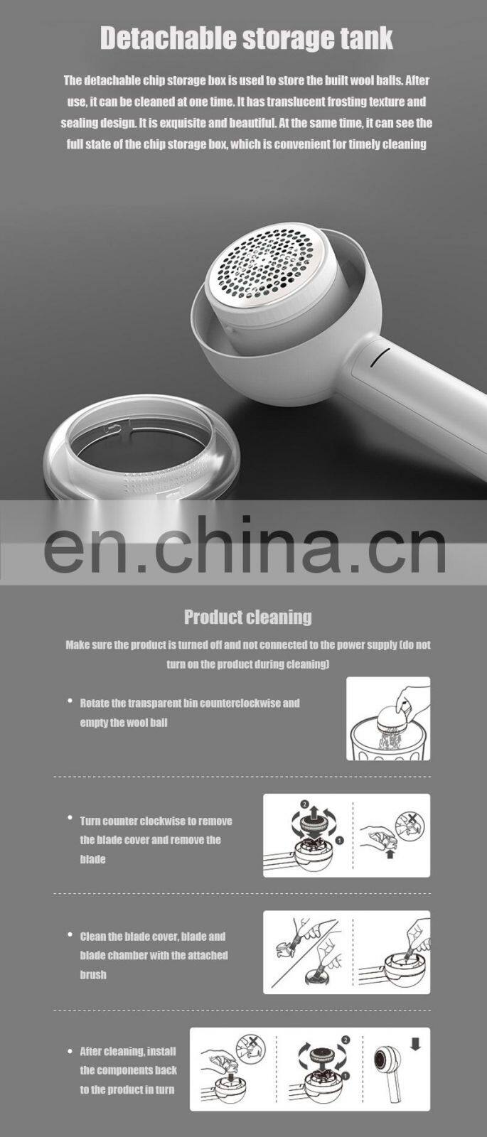 2021 GOOD SELL Compact Size Rechargeable Usb Charging Cable Portable Lint Remover Clothes lint remover brush