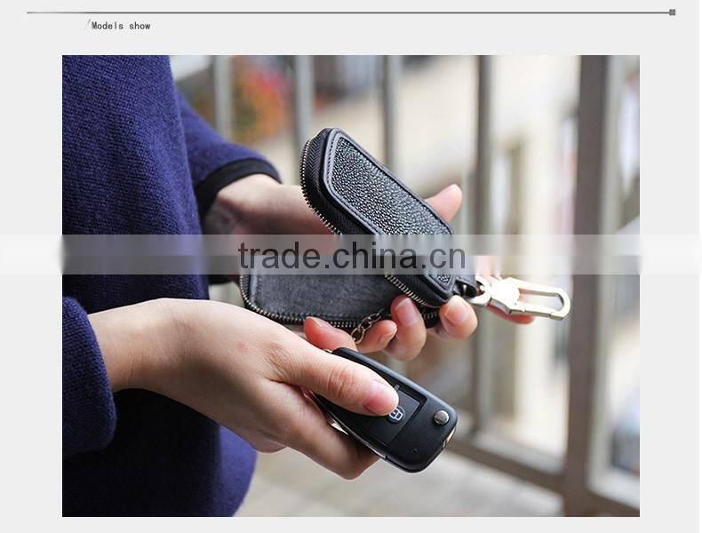 Guangzhou High Quality Luxury Genuine Stingray Skin Leather Car Key Case Key Holder for Men or Women