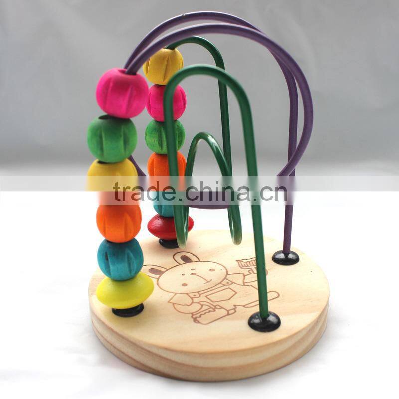 Intelligence wood stringing beads pull string toy