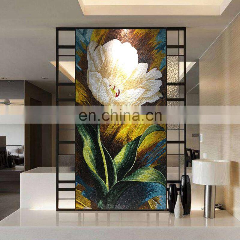 Flower pattern wall tiles mosaic art mural, art glass mosaic mural,rose pattern mural mosaic tile flower prices