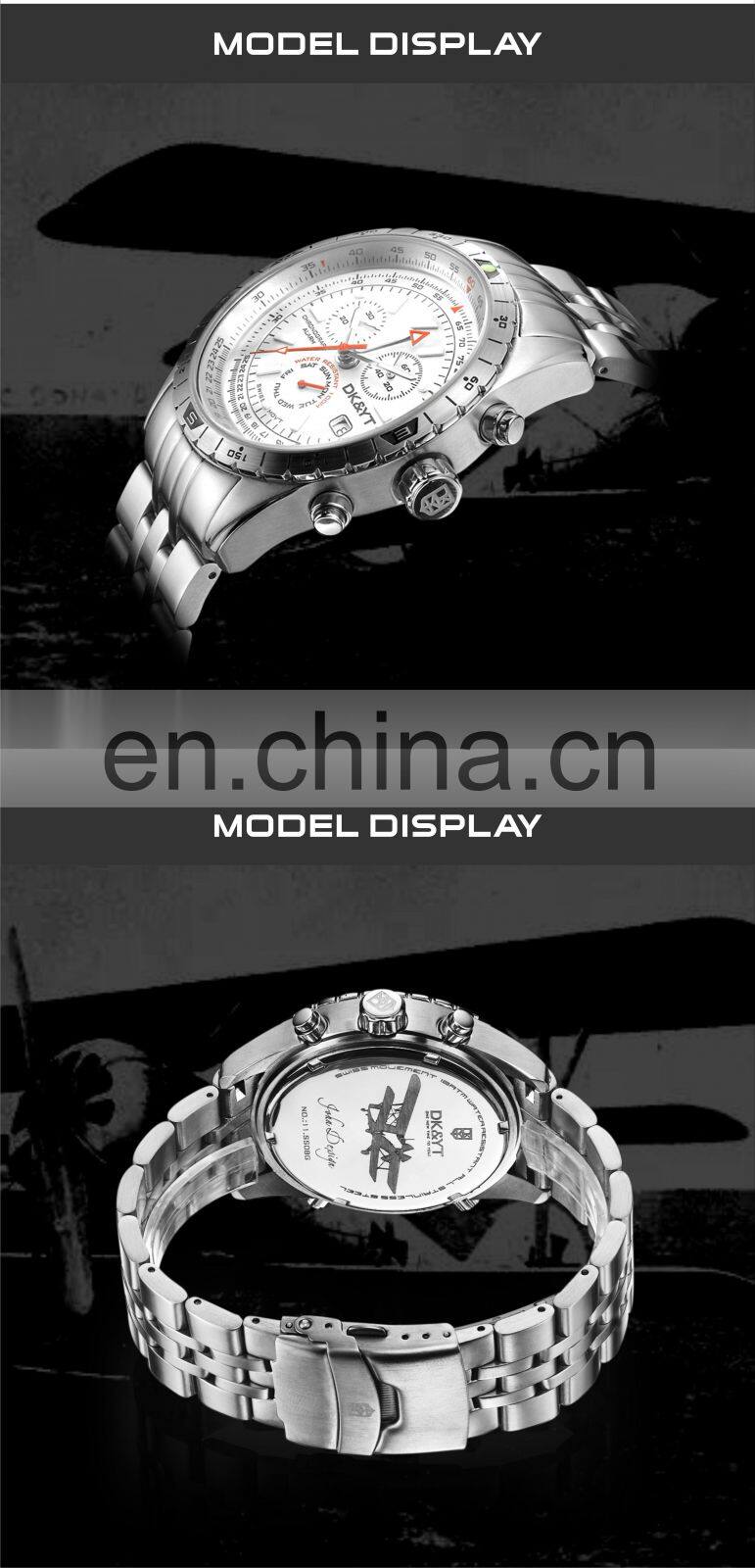 Stainless Steel Back Quartz Movt Wrist Watch Mens Modern Watch