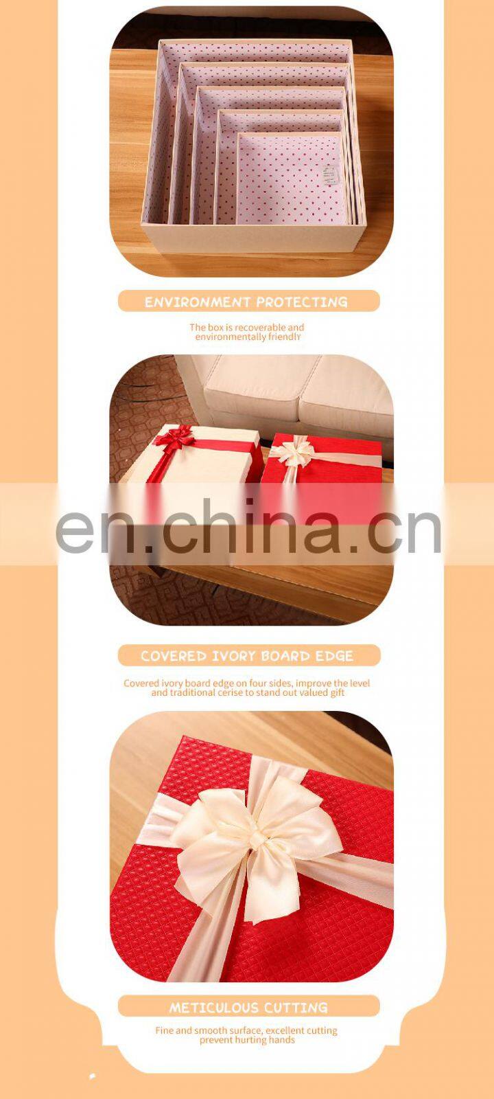 Factory Outlet Popular Design Custom romantic party wedding lovely birthday luxury packing paper gift boxes with red bow