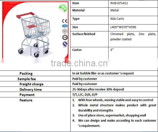 Children size metal shopping trolly carts