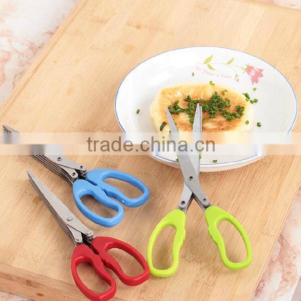 FDA approved stainless steel multifunctional magnetic kitchen multi-purpose shears scissors 5 layers herb scissors